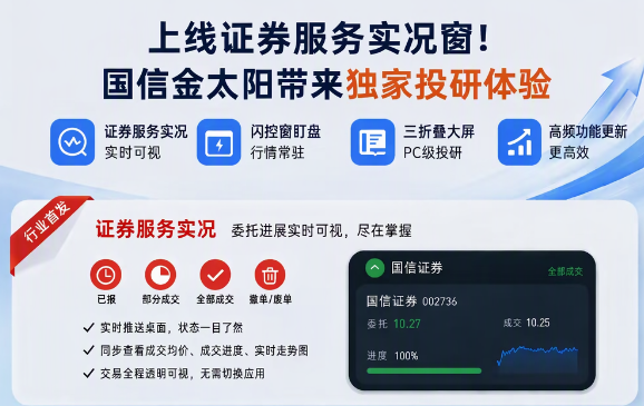 上线证券服务实况窗!国信金太阳结合多项鸿蒙创新特性,带来独家投研体验